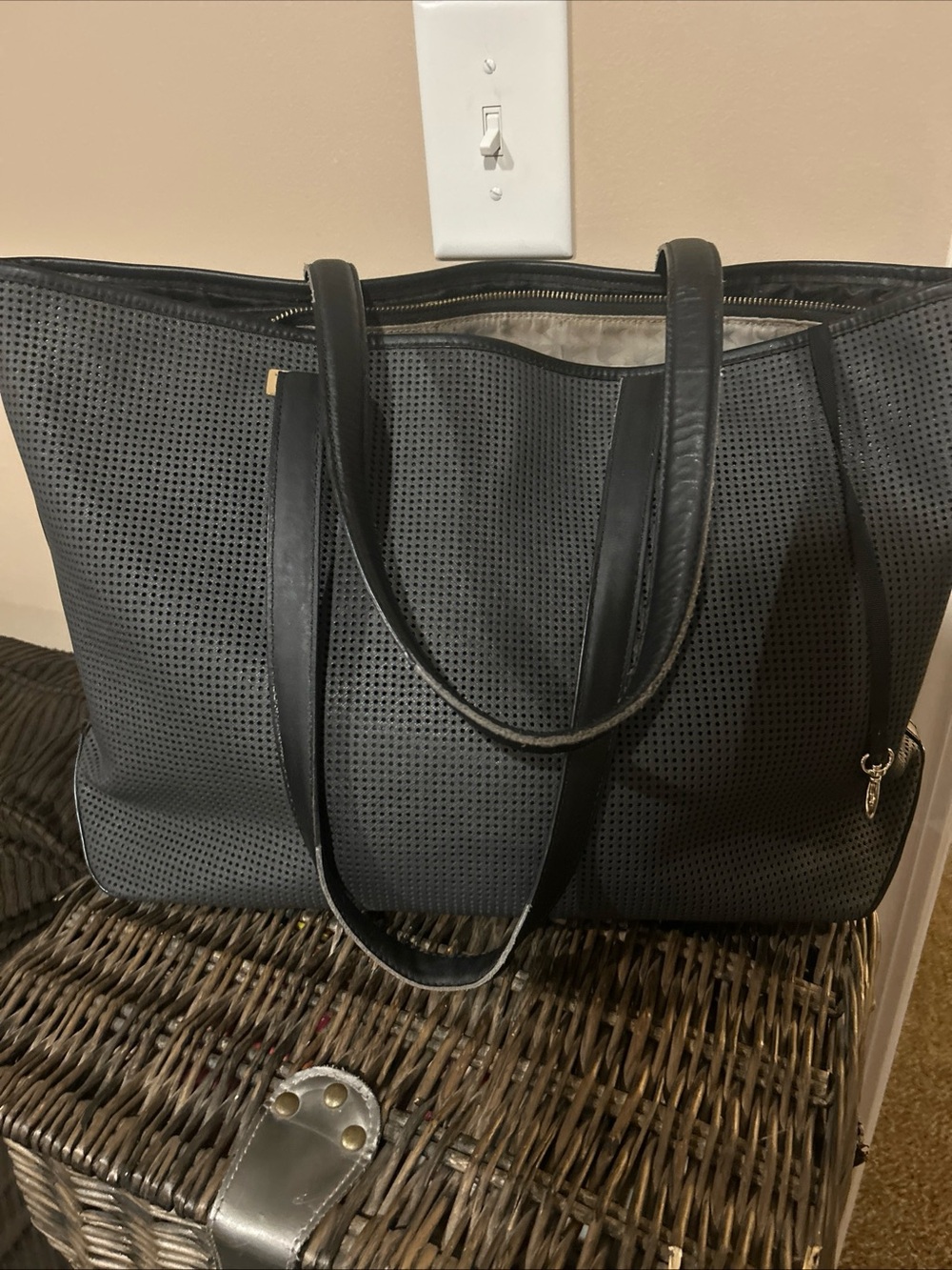 Lo & Sons Black Perforated Tote